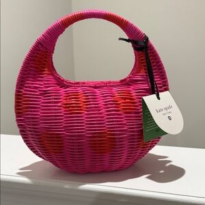 Kate Spade x Target Pink and Red Wicker Bag